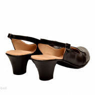 Pantofi dama piele naturala negri cu bareta cod P155 - LICHIDARE STOC 37, 38, 39