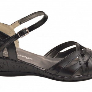 Pantofi dama piele naturala negri cu bareta cod P36