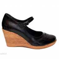 Pantofi dama piele naturala negri cu platforma cod P171N