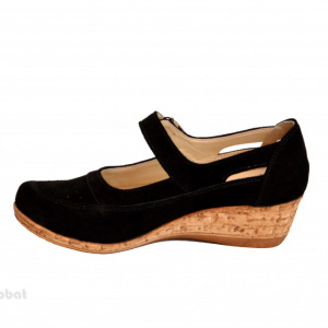 Pantofi dama piele naturala negri velur cu platforma cod P87NVEL - Made in Romania