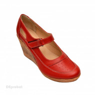 Pantofi dama piele naturala rosii cu platforma cod P74R - LICHIDARE STOC 37