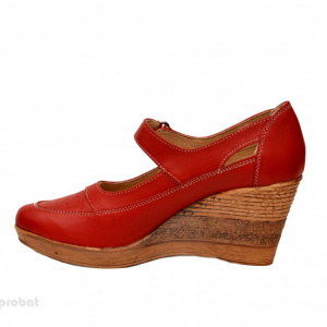 Pantofi dama piele naturala rosii cu platforma cod P74R - Made in Romania