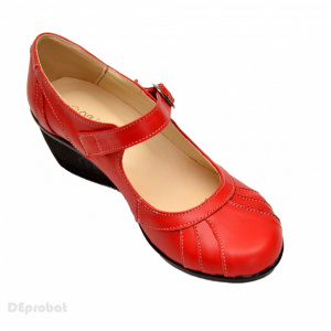 Pantofi dama rosii din piele naturala cu platforma cod P156R - Made in Romania