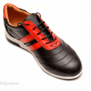 Pantofi sport dama piele naturala negru cu rosu cod P79 - Made in Romania