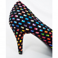Pantofi stiletto multicolori dama eleganti din piele naturala cod P314