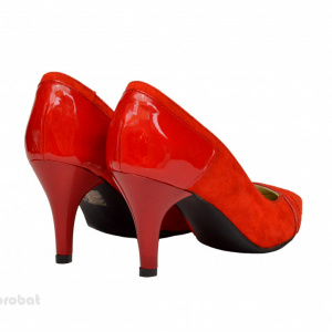 Pantofi stiletto rosii dama eleganti din piele naturala cod P318