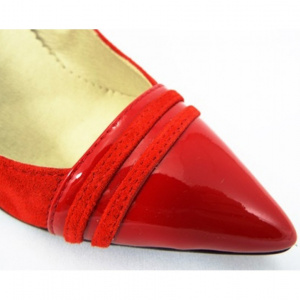 Pantofi stiletto rosii dama eleganti din piele naturala cod P318