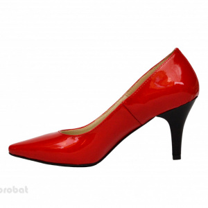 Pantofi stiletto rosii lacuiti dama eleganti din piele naturala cod P332R