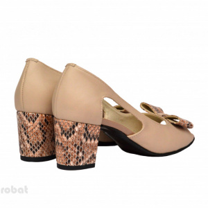 Sandale bej dama din piele naturala toc 5 cm cod S302