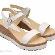 Sandale dama albe cu platforma din piele naturala cod S24ALB - LICHIDARE STOC 38