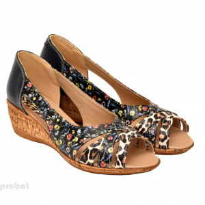 Sandale dama multicolore cu platforma din piele naturala cod S61