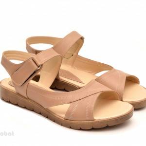 Sandale dama piele naturala bej cu talpa joasa cod S46 - LICHIDARE STOC 36