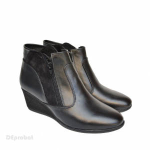 Botine dama negre din piele naturala cod G345