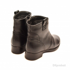 Ghete dama casual-elegante negre din piele naturala cu fermoar cod G22