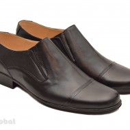 Pantofi barbati piele naturala negri casual-eleganti cu elastic cod P16EL