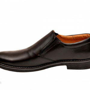 Pantofi barbati piele naturala negri casual-eleganti cu elastic cod P132