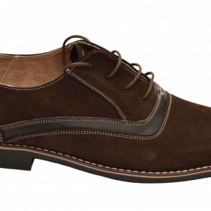 Pantofi barbati piele naturala velur maro casual-eleganti cu siret cod P17