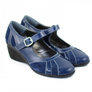 Pantofi dama bleumarin din piele naturala cu platforma cod P40BLM - Made in Romania