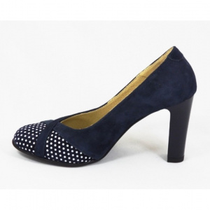 Pantofi dama bleumarin eleganti din piele naturala cu toc de 9 cm cod P330
