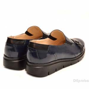 Pantofi dama bleumarin sport-casual din piele naturala cu elastic cod P102