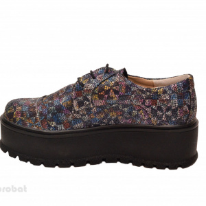 Pantofi dama cu talpa inalta 5,5 cm multicolori din piele naturala cod P178