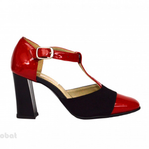 Pantofi dama cu toc aplicat din piele naturala cod P349