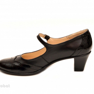 Pantofi dama eleganti din piele naturala negri cu toc de 5 cm cod P106N