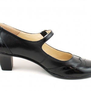 Pantofi dama eleganti din piele naturala negri cu toc de 5 cm cod P118N