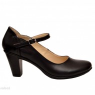 Pantofi dama eleganti din piele naturala negri cu toc de 7 cm cod P153N