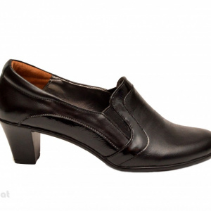 Pantofi dama eleganti negri din piele naturala cu toc 6 cm cod P137