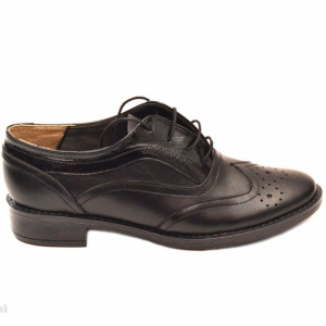 Pantofi dama negri casual-eleganti din piele naturala Oxford Black cod P71N