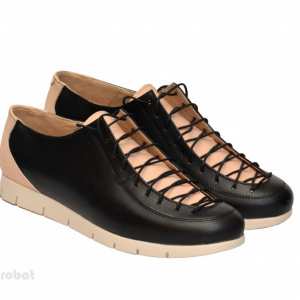 Pantofi dama negri cu bej din piele naturala cod P198