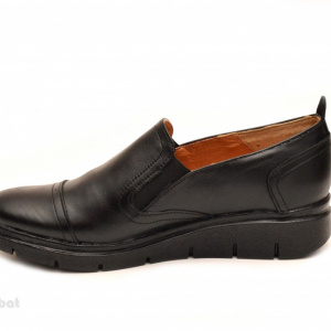 Pantofi dama negri sport-casual din piele naturala cu elastic cod P106