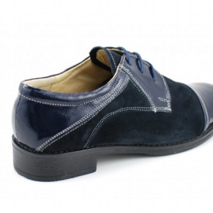 Pantofi dama piele naturala bleumarin cu siret cod P90BL - Made in Romania
