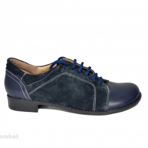 Pantofi dama piele naturala bleumarin cu siret cod P95BL