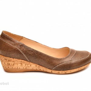 Pantofi dama piele naturala maro cu platforma cod P109