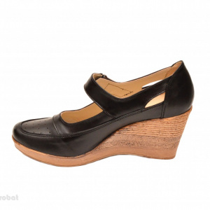 Pantofi dama piele naturala negri cu platforma cod P74N - Made in Romania