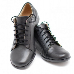 Pantofi dama piele naturala negri cu siret cod P92N