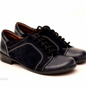 Pantofi dama piele naturala negri cu siret cod P95N
