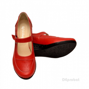 Pantofi dama piele naturala rosii cu platforma cod P15R - Made in Romania