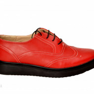 Pantofi dama rosii casual-eleganti din piele naturala Oxford cod P60R