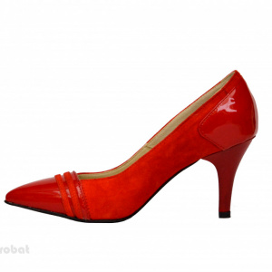 Pantofi stiletto rosii dama eleganti din piele naturala cod P318