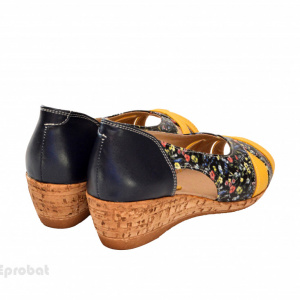 Sandale dama multicolore cu platforma din piele naturala cod S63