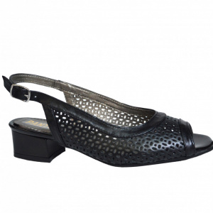 Sandale negre dama din piele naturala toc aplicat 3,5 cm cod S333