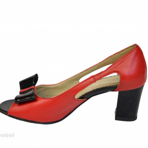 Sandale rosii dama din piele naturala toc aplicat 6 cm cod S322