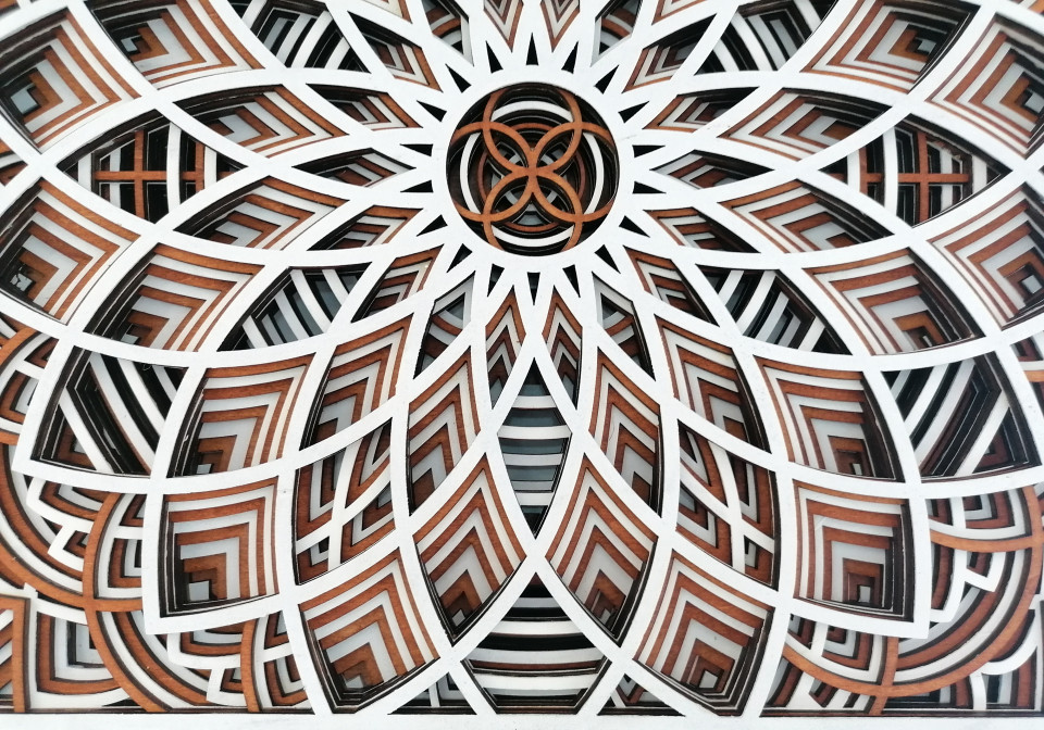 Tablou Mandala "Infinity" decorativ din lemn, decor 3d multistrat