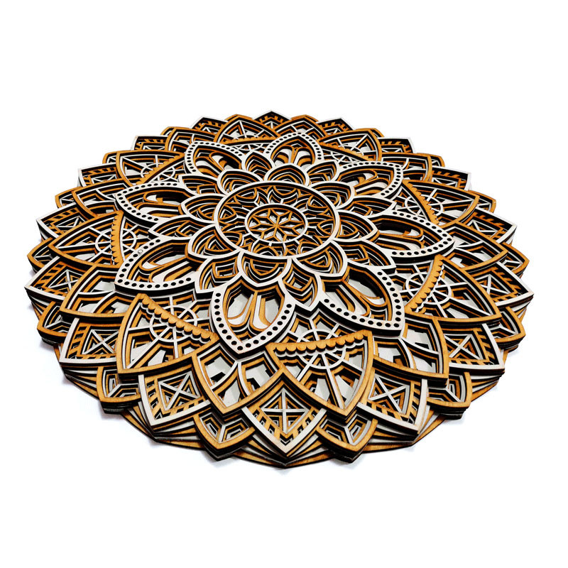 Tablou Mandala Stea decorativ din lemn, decor 3d multistrat