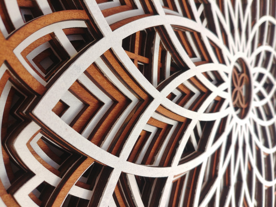 Tablou Mandala "Infinity" decorativ din lemn, decor 3d multistrat
