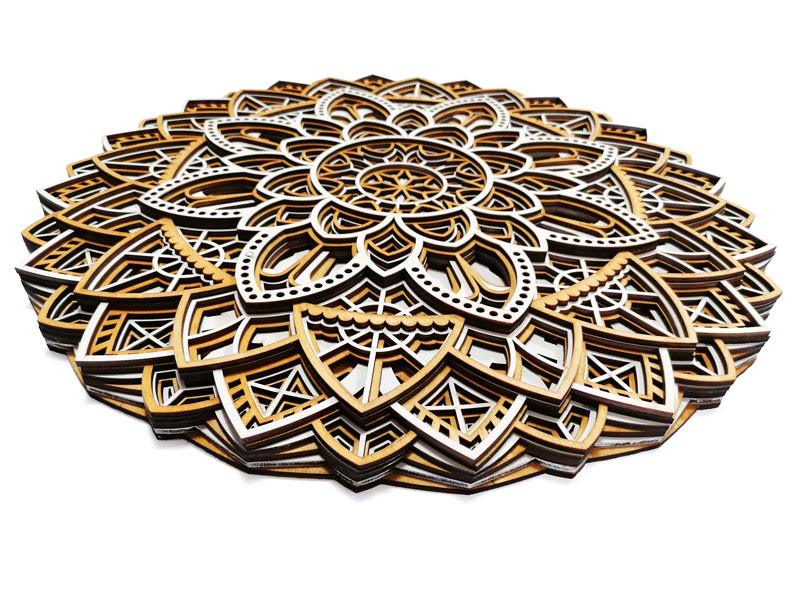 Tablou Mandala Stea decorativ din lemn, decor 3d multistrat