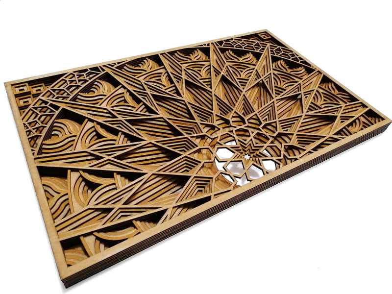 Tablou Mandala decorativ din lemn, decor 3d multistrat
